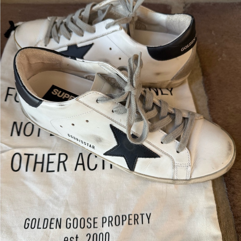Golden Goose Vintage White and Black super star Sneakers